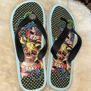 Ed Hardy mens flip flop sandals size 7/8
